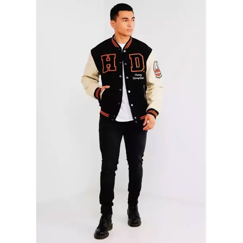 120th anniversary Harley Davidson jacket with embroidered patches and premium leather accents