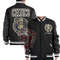 Boston Celtics black wool varsity jacket with embroidered logos and snap button front