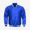Mens letterman bomber jacket in smooth satin with snap front closure