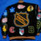 Classic NHL varsity jacket for men with contrast leather sleeves in three tones
