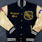 Classic hockey varsity jacket with team graphics and bold color combination
