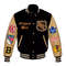 NHL collegestyle bomber jacket with orange leather contrast