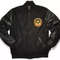 Obey Crescent Moon Varsity Jacket Black Yellow Red with Real Leather Sleeves Streetwear