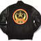 Mens Obey Varsity Jacket Black Red Yellow Wool Body Real Leather Sleeves Front View