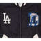 Championship Dodgers satin jacket black varsity letterman style with stitched team logo details