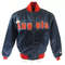 80s California Anaheim Angels bomber blue satin jacket with ribbed cuffs and YKK zipper for fans