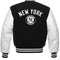 NY Yankees letterman jacket for men black wool body genuine leather sleeves warm lining