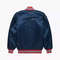 Mens Red Sox satin raglan bomber jacket in navy blue with snap closure and classic 80sinspired des
