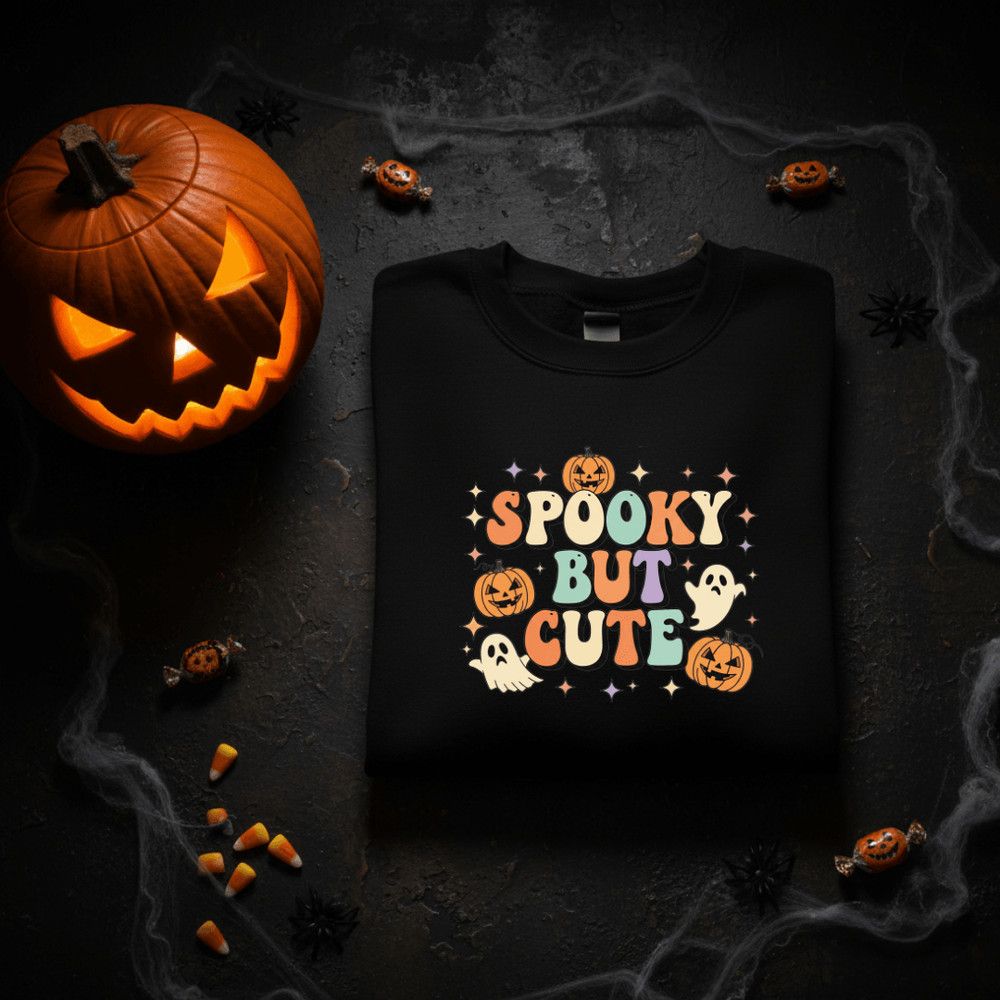 Spooky But Cute PNG Halloween Sublimation Design Cute Ghost Clipart Pastel Kawaii Halloween PNG For