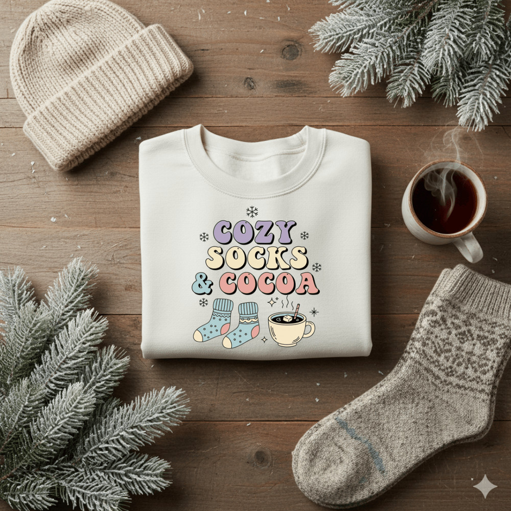 Cozy Socks And Cocoa PNG Winter Quote PNG Hot Chocolate Sublimation Design Cozy Winter Clipart Cold