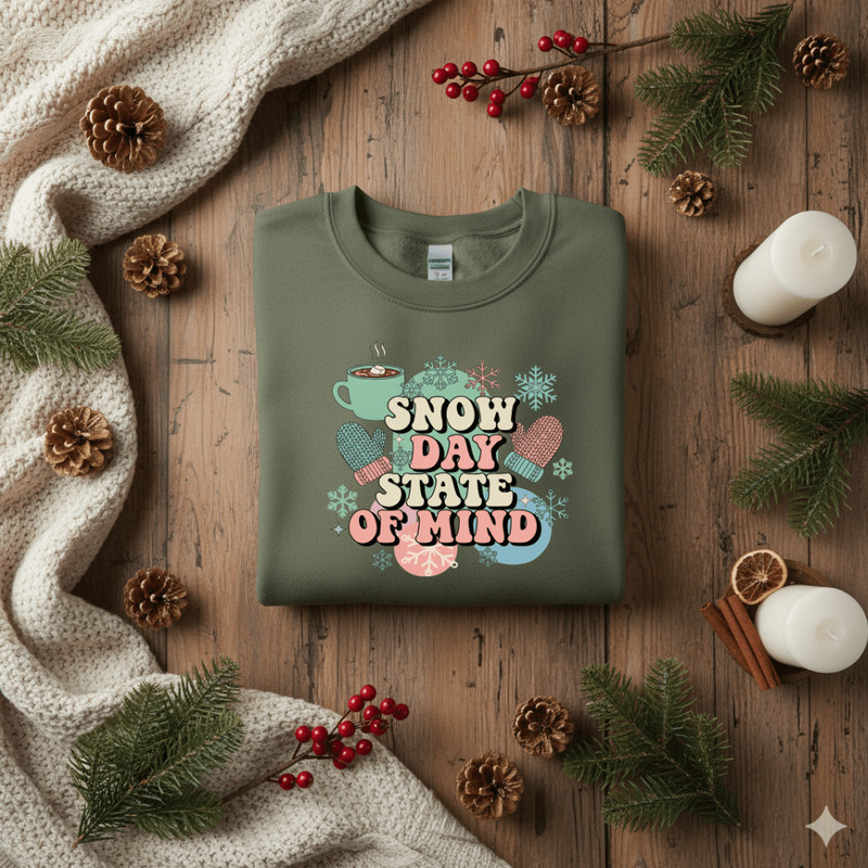Snow Day State Of Mind PNG Winter Sublimation Design Cozy Snow Day PNG Hot Cocoa Shirt Clipart Digi 0