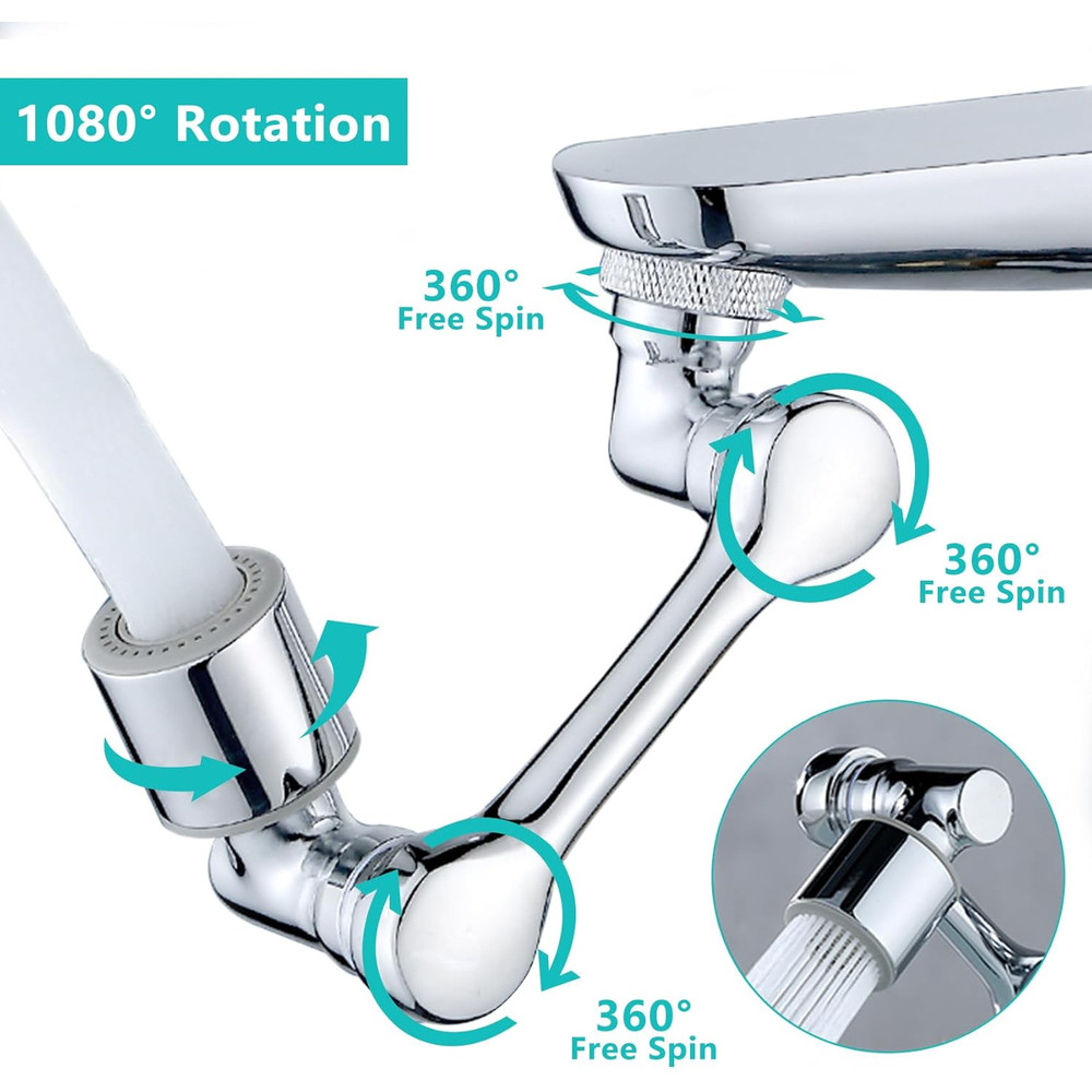 FaucetFlex Swivel Robotic Arm Bathroom Faucet Extender 3