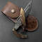 Custom Damascus Blade Folding Pocket Knive Leather Case Hunting Gift 0