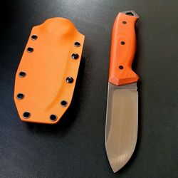 m390 stainless steel survival bushcraft hunting knife with kydex sheath