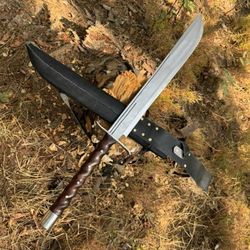 21 inches blade hand forged full tang viking sword, survival sword, balanced water tempered sharpen knife, carbon steel
