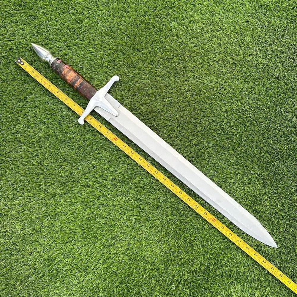 Medieval Sword Hand Forged 30 J2 Steel Blade Resin Handle  Leather Scabbard 0