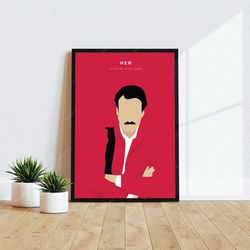 her - movie poster, digital download, minimalist movie poster, wall art print, printable wall art, film poster, minimal