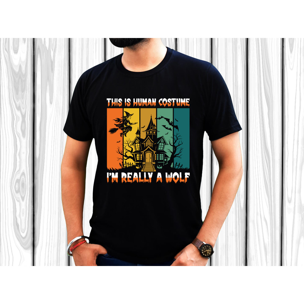 THIS IS HUMAN COSTUME I AM REALLY A WOLF T Shirt Design 1