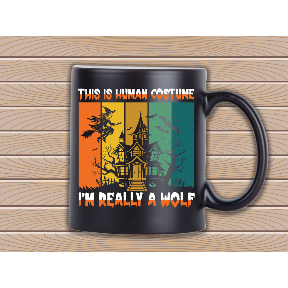 THIS IS HUMAN COSTUME I AM REALLY A WOLF T Shirt Design 2