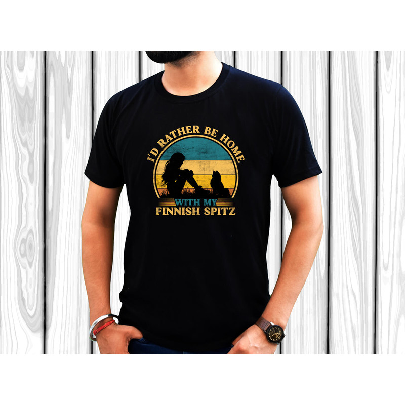 I D Rather Be Home With My Finnish Spitz T Shirt Design 1