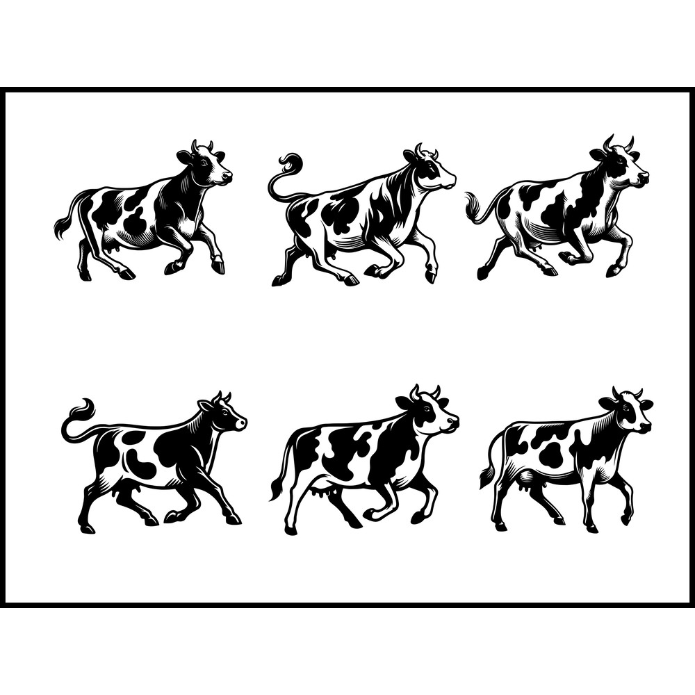 Trotting Cow Svg Bundle 1