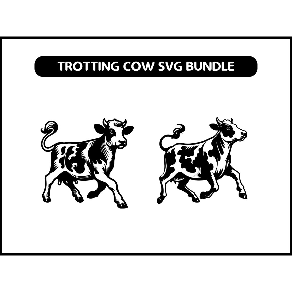 Trotting Cow Svg Bundle 2