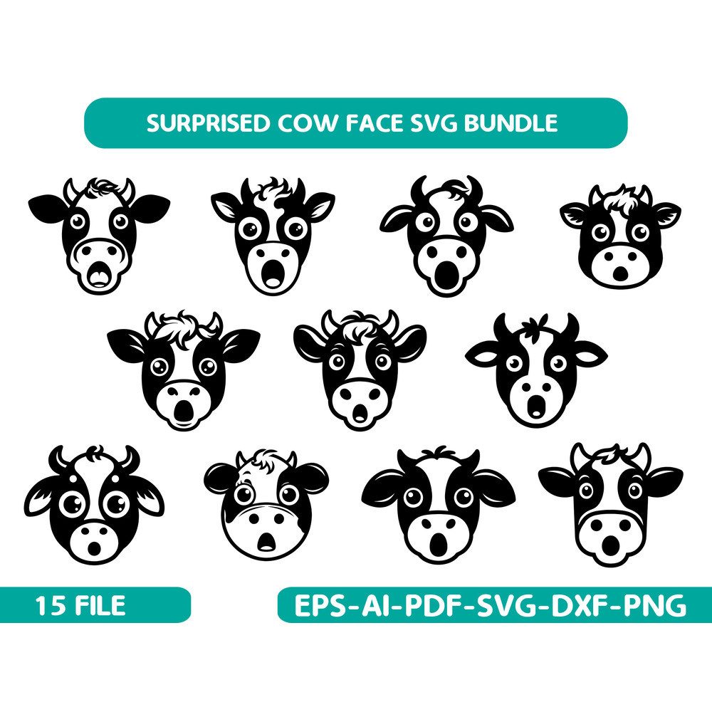 Surprised Cow Face Svg Bundle 0