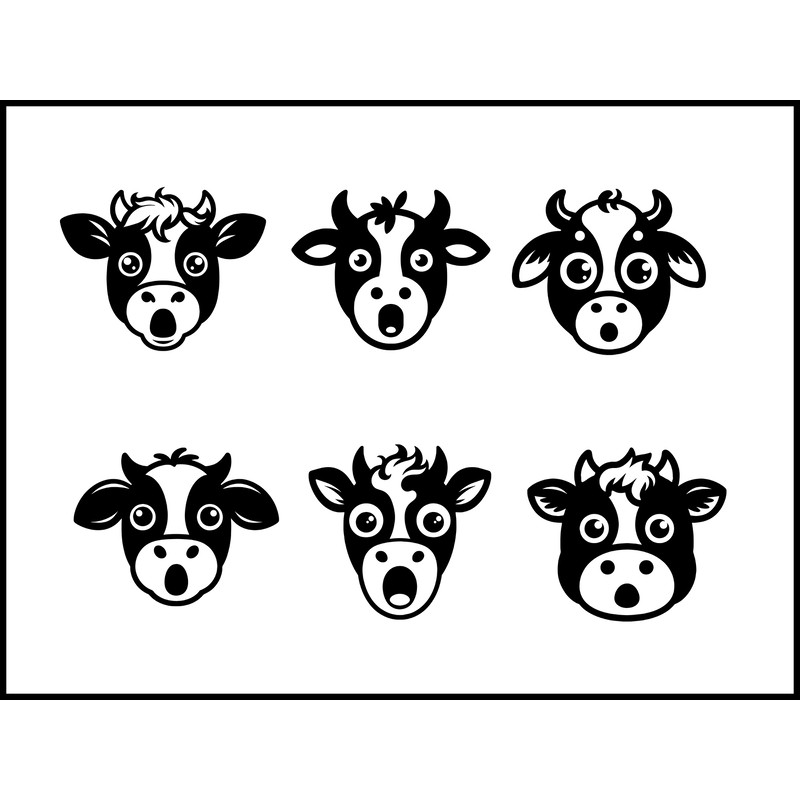 Surprised Cow Face Svg Bundle 1