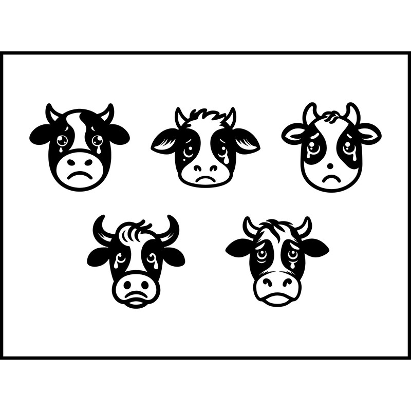 Sad Cow Face Svg Bundle 1