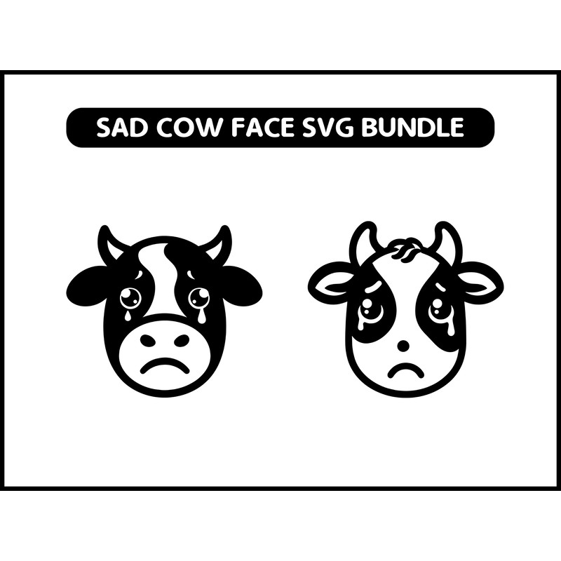 Sad Cow Face Svg Bundle 2