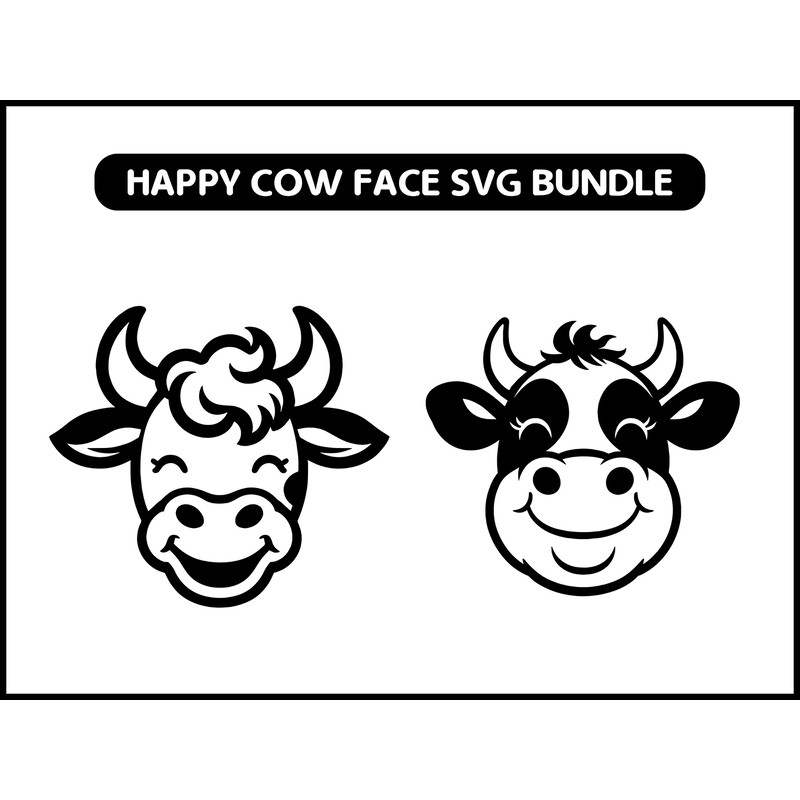 Happy Cow Face Svg Bundle 2