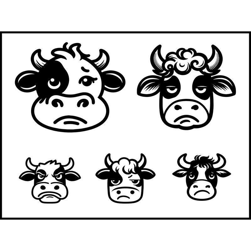 Bored Cow Face Svg Bundle 1