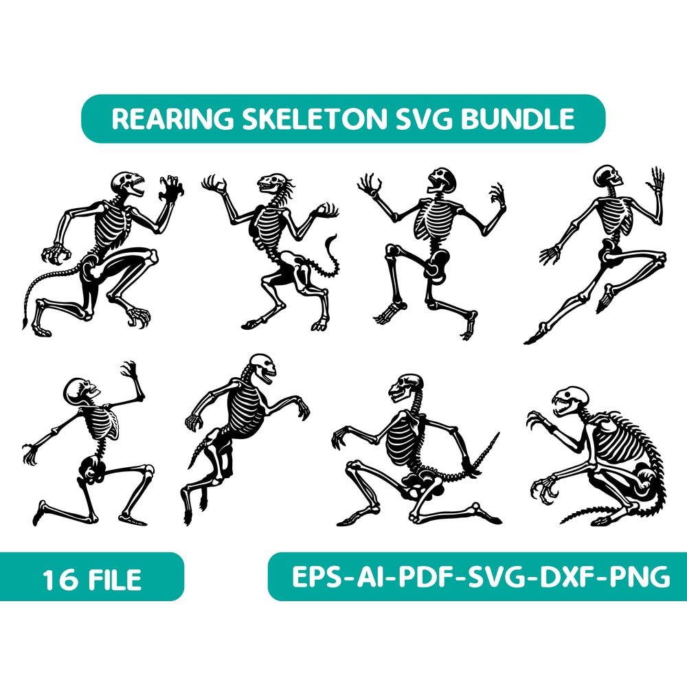 A Rearing Skeleton Svg Bundle 0