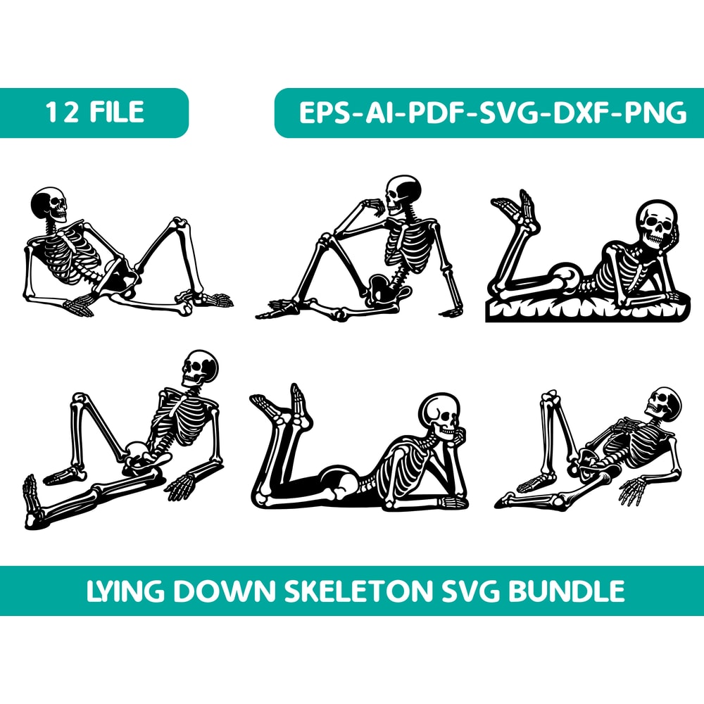 A Lying Down Skeleton Svg 0
