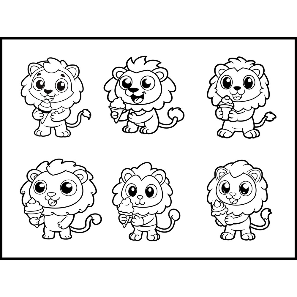 Lion Eating Ice Cream Cone SVG Bundle 1