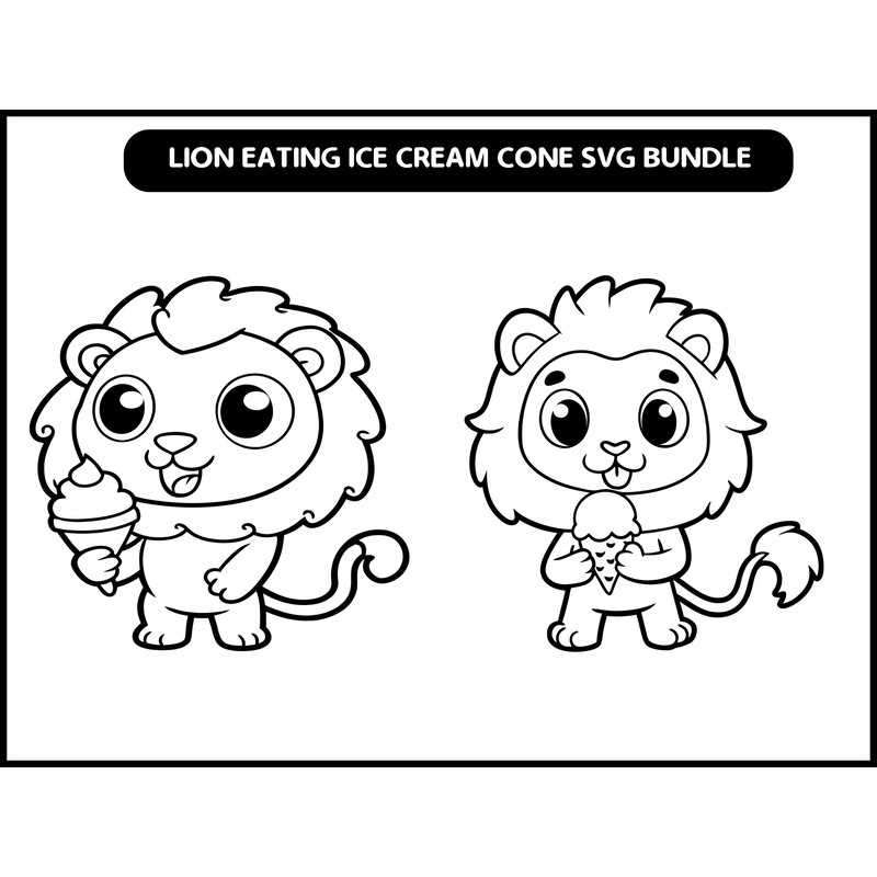 Lion Eating Ice Cream Cone SVG Bundle 2