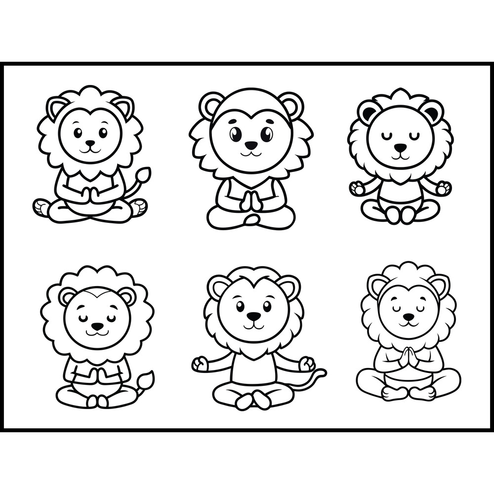 Baby Lion Meditation Yoga Svg Bundle 1