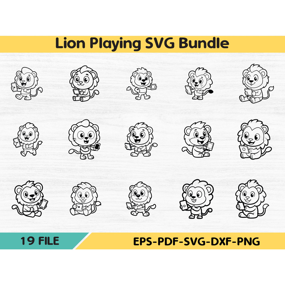 Lion Playing SVG Bundle 0
