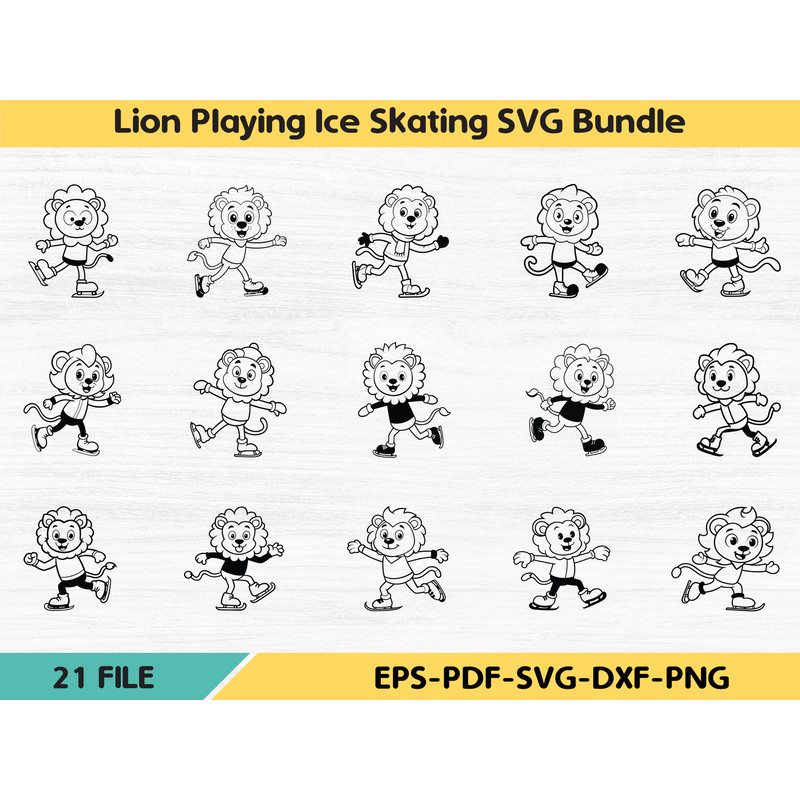 Lion Playing Ice Skating SVG Bundle 0