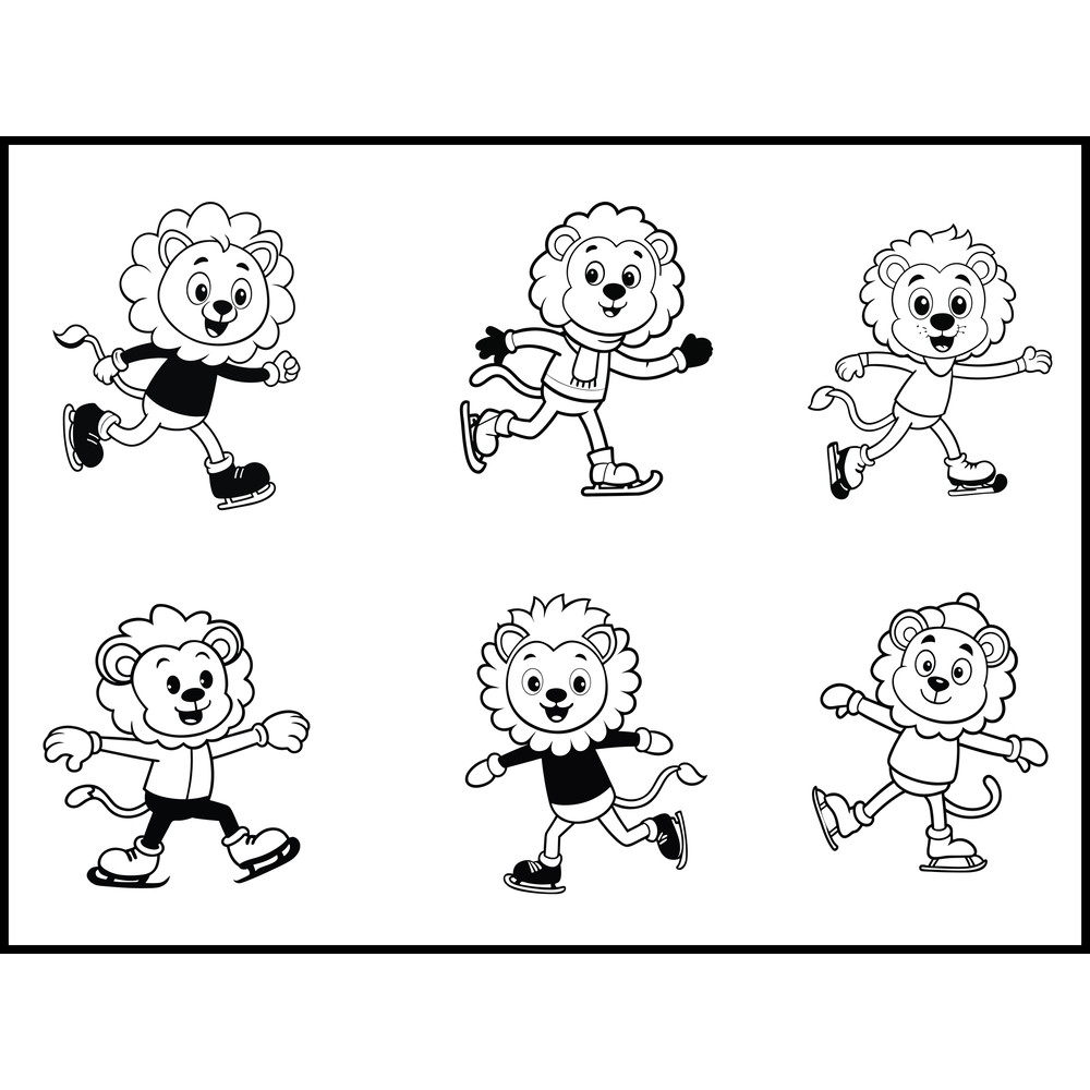 Lion Playing Ice Skating SVG Bundle 1