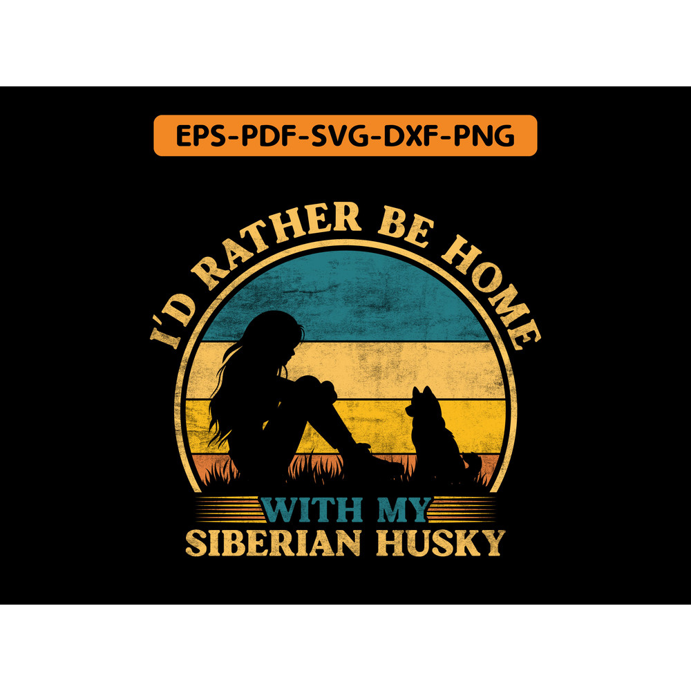 I D Rather Be Home With My Siberian Husky T Shirt Design 0