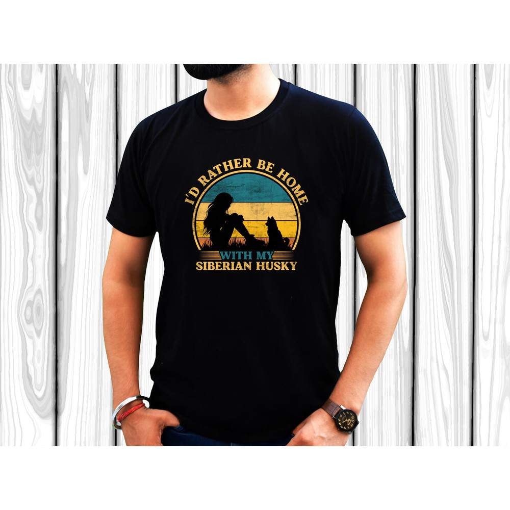 I D Rather Be Home With My Siberian Husky T Shirt Design 1