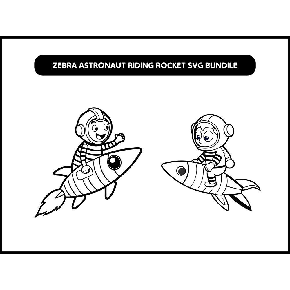 Zebra Astronaut Riding Rocket Svg Bundile 2