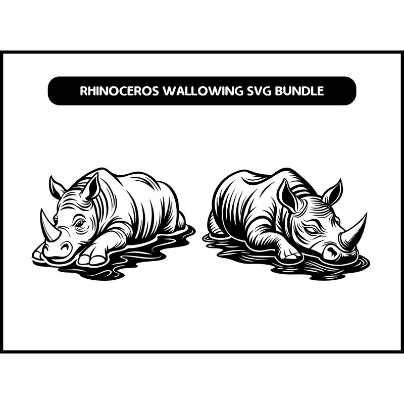 Rhinoceros Wallowing Svg Bundle 2