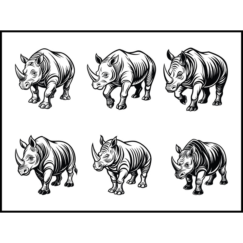 Rhinoceros Walking Svg Bundle 1