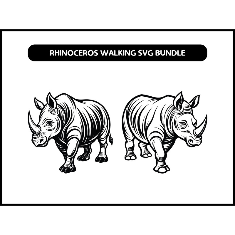 Rhinoceros Walking Svg Bundle 2