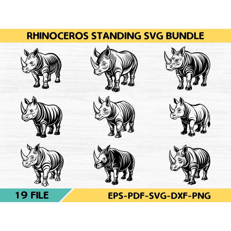 Rhinoceros Standing Svg Bundle 0