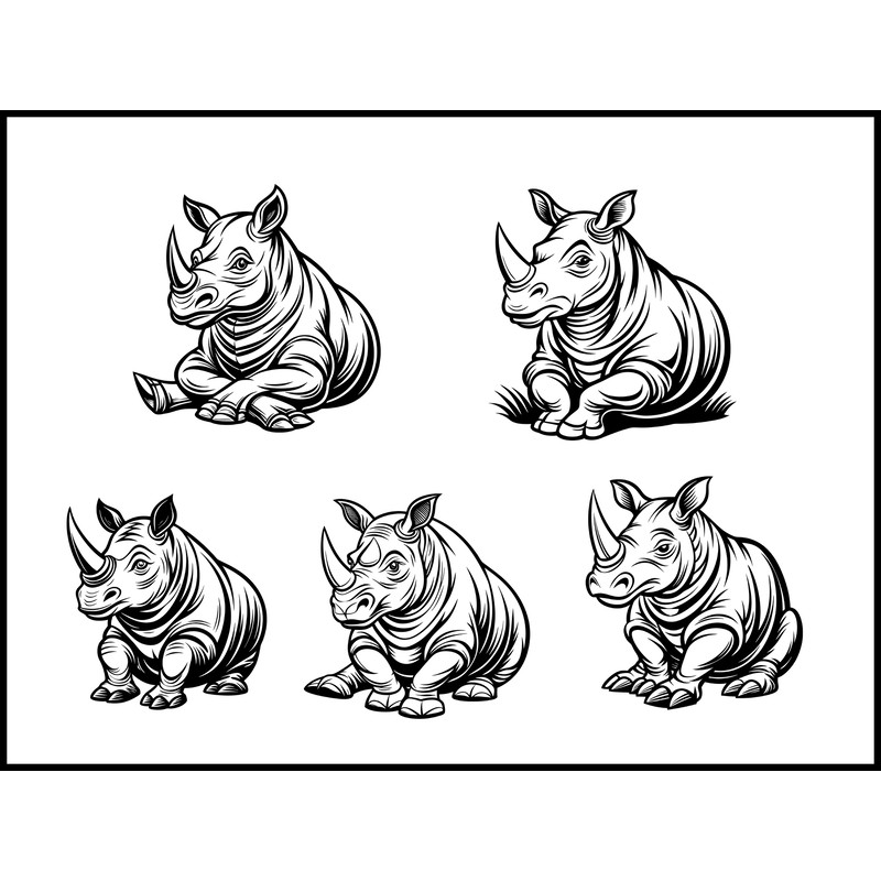 Rhinoceros Sitting Svg Bundle 1