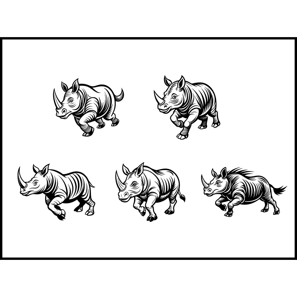 Rhinoceros Running Svg Bundle 1