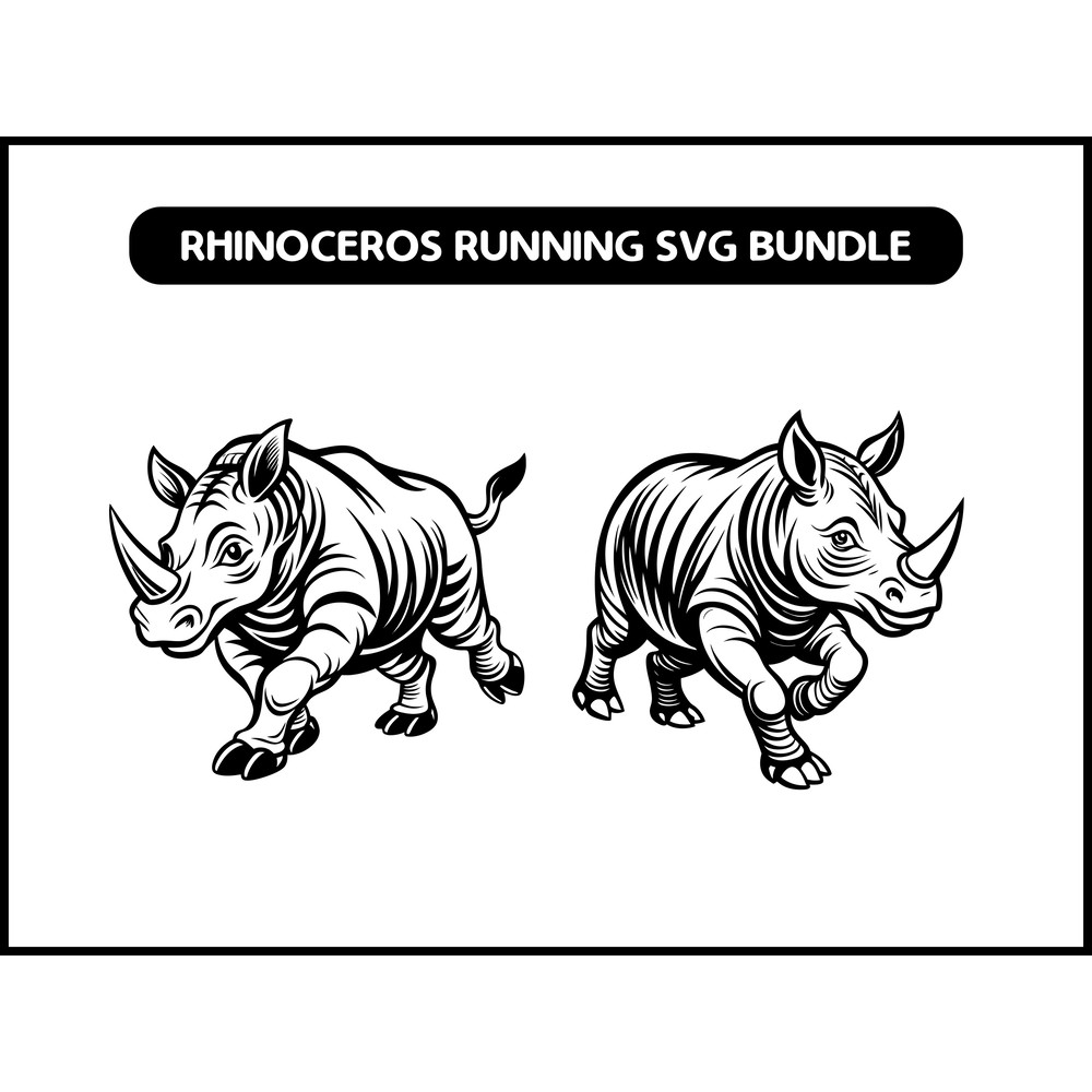 Rhinoceros Running Svg Bundle 2